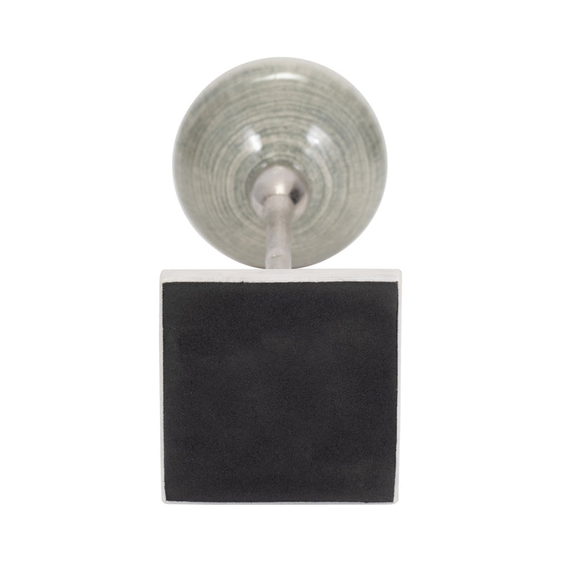 GLASS, VOTIVE HOLDER W MARBLE STAND, SAGE/SILV - Al Rugaib Furniture