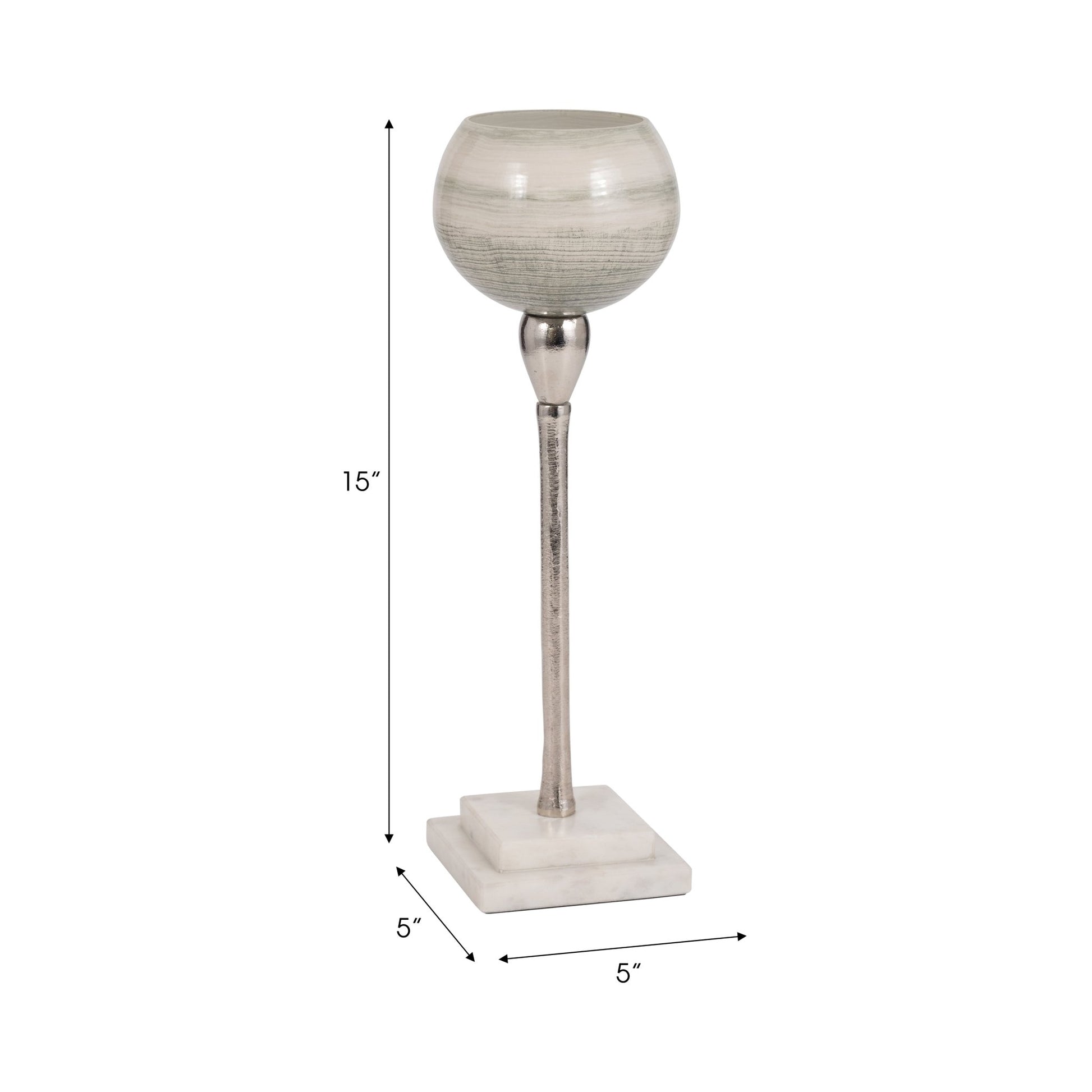 GLASS, VOTIVE HOLDER W MARBLE STAND, SAGE/SILV Candle Holders| Sagebrook Home