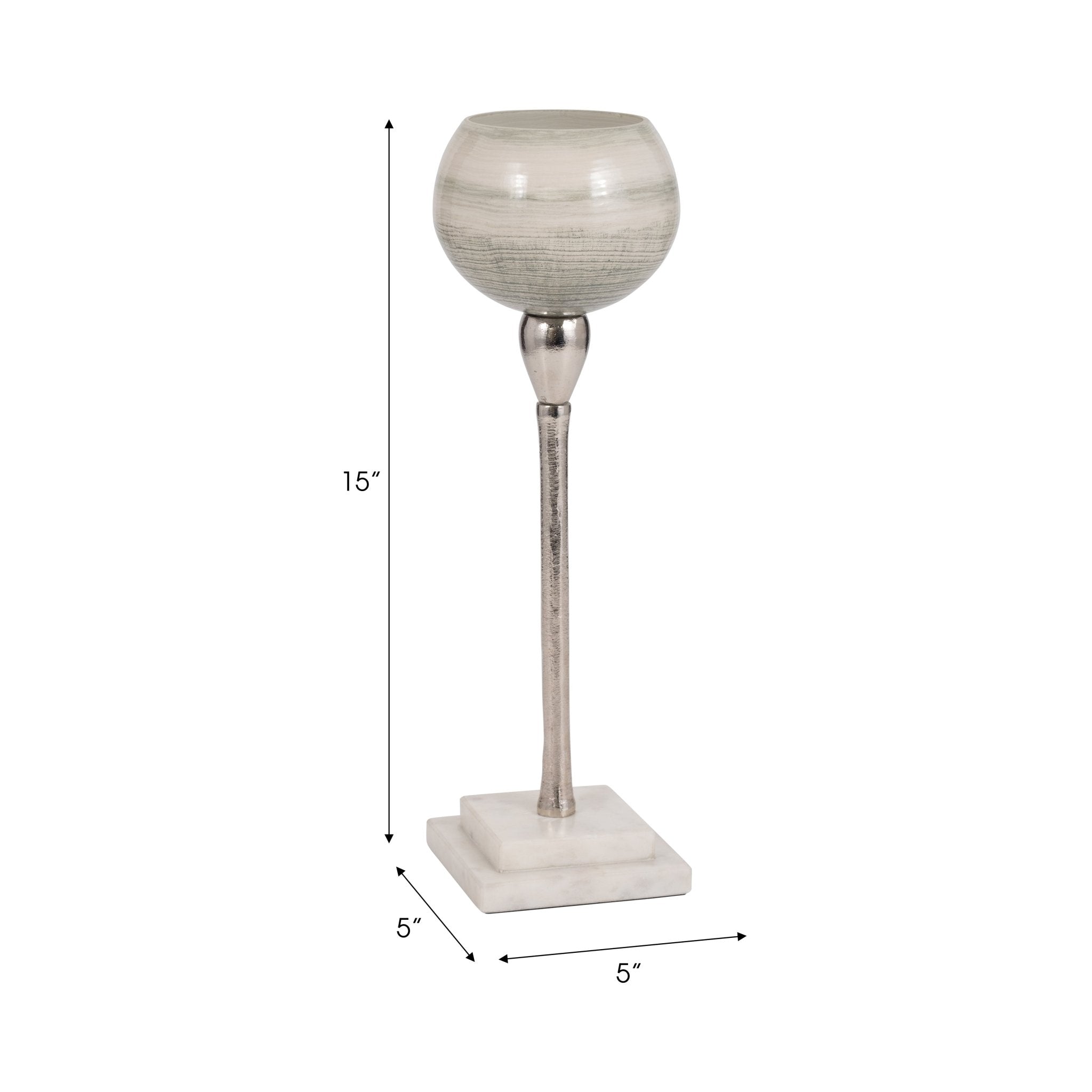 GLASS, VOTIVE HOLDER W MARBLE STAND, SAGE/SILV Candle Holders| Sagebrook Home