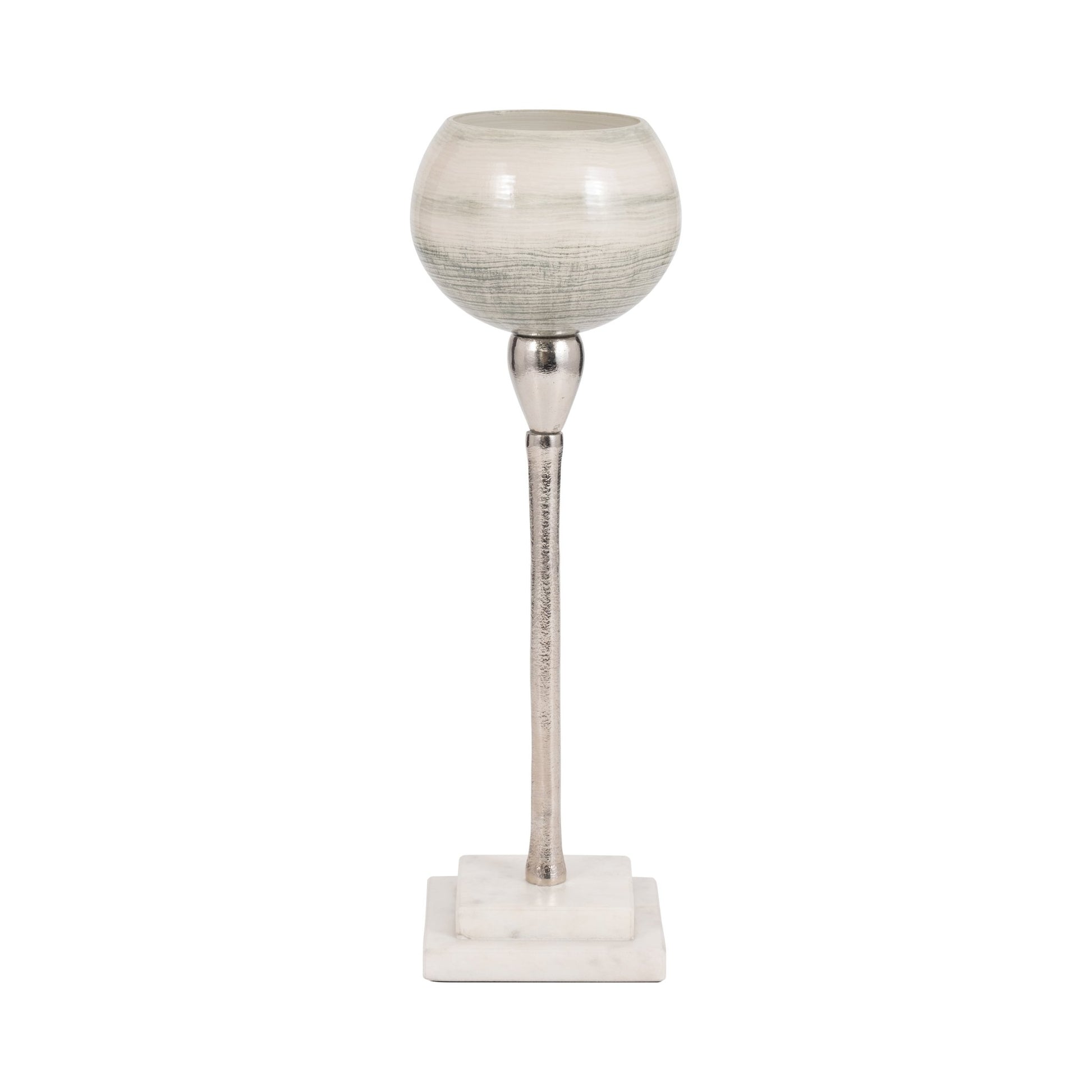 GLASS, VOTIVE HOLDER W MARBLE STAND, SAGE/SILV Candle Holders| Sagebrook Home