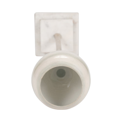 GLASS, VOTIVE HOLDER W MARBLE STAND, SAGE/SILV - Al Rugaib Furniture