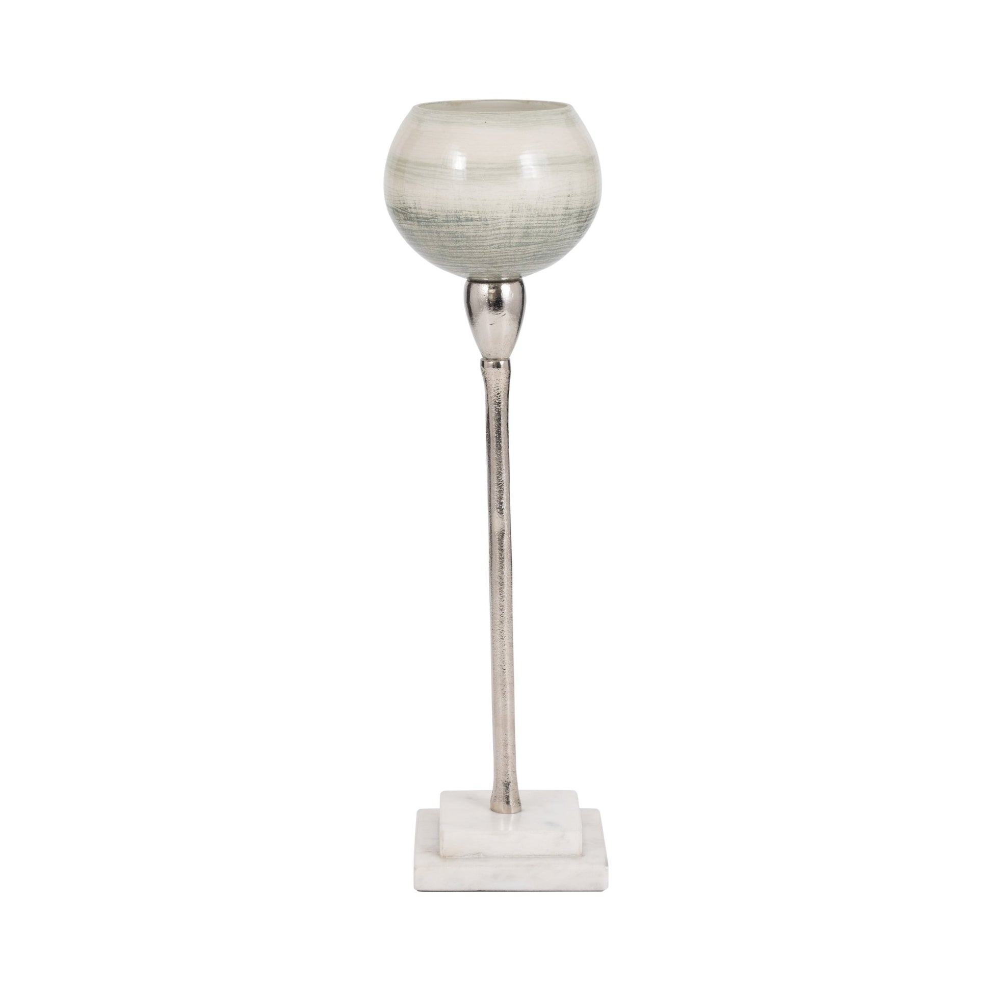 GLASS, VOTIVE HOLDER W MARBLE STAND, SAGE/SILV Candle Holders| Sagebrook Home