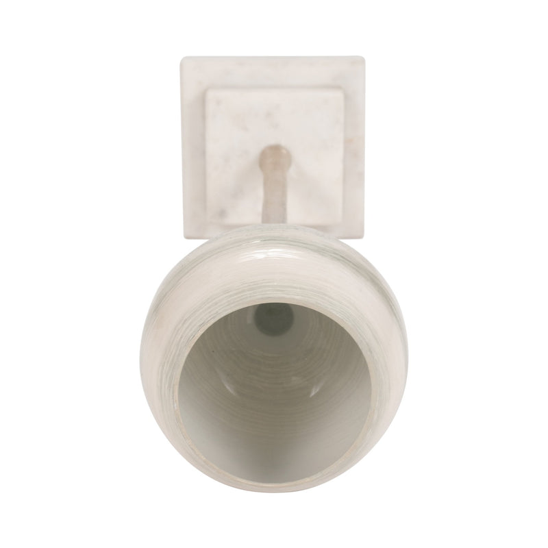 GLASS, VOTIVE HOLDER W MARBLE STAND, SAGE/SILV - Al Rugaib Furniture