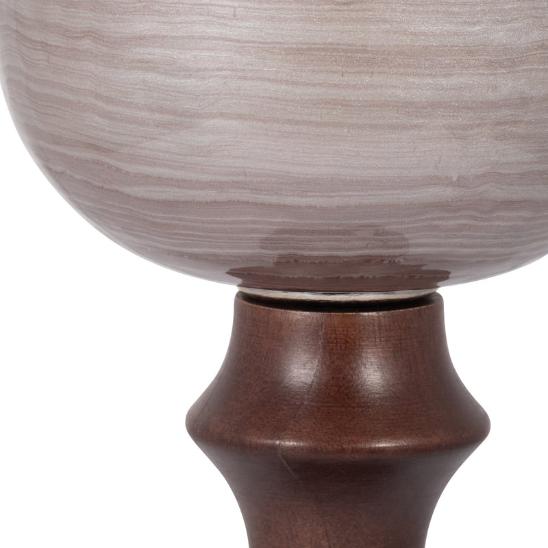 GLASS, WOODEN BASE HURRICAN, BLUSH - Al Rugaib Furniture