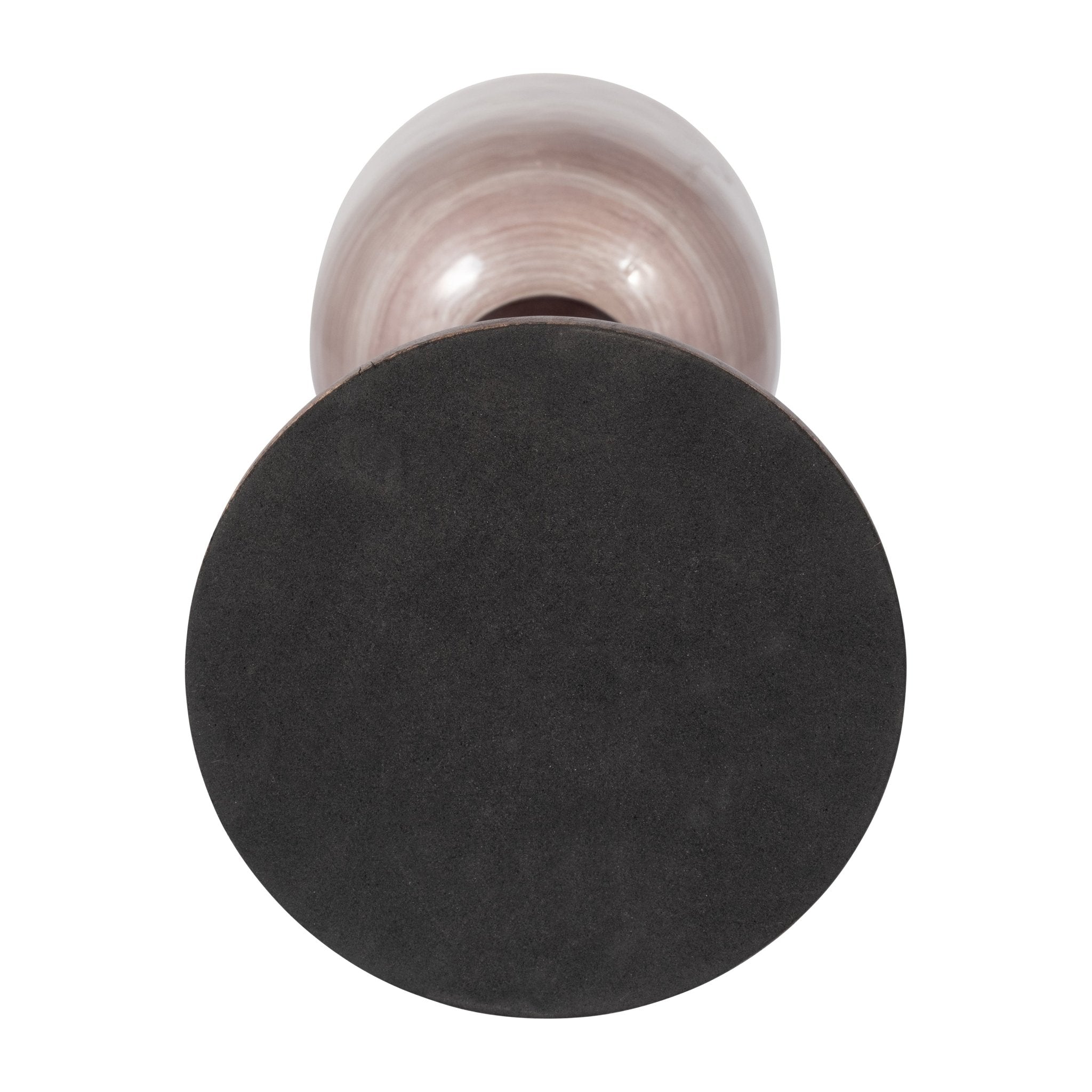 GLASS, 20" WOODEN BASE HURRICAN, BLUSH Candle Holders| Sagebrook Home