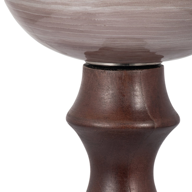 GLASS, WOODEN BASE HURRICAN, BLUSH - Al Rugaib Furniture