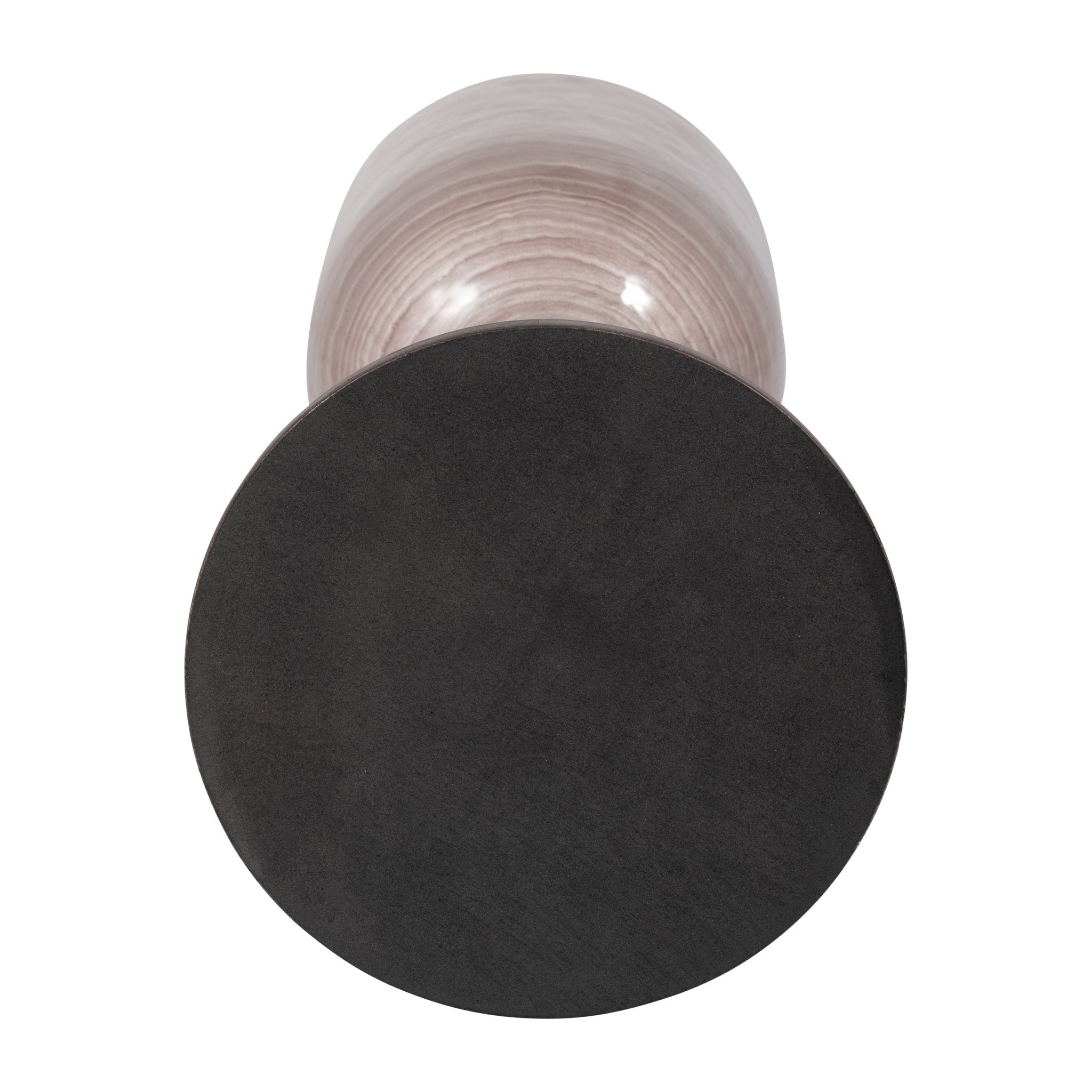 GLASS, 20" WOODEN BASE HURRICAN, BLUSH Candle Holders| Sagebrook Home