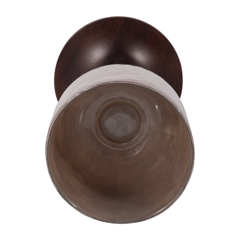 GLASS, WOODEN BASE HURRICAN, BLUSH - Al Rugaib Furniture