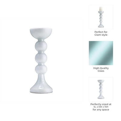 GLASS,BUBBLY CANDLE HOLDER - Al Rugaib Furniture