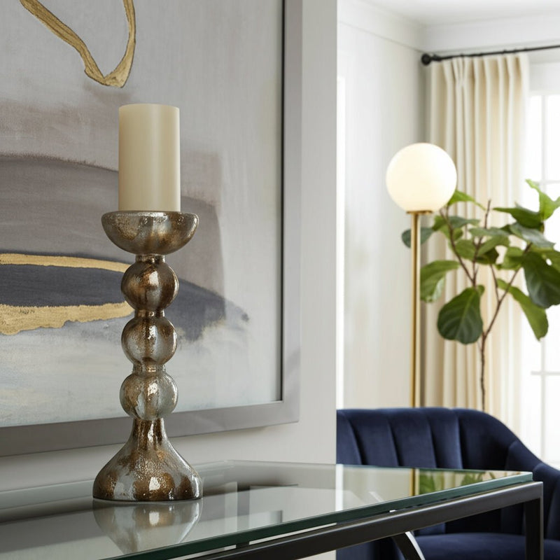 GLASS,BUBBLY CANDLE HOLDER - Al Rugaib Furniture