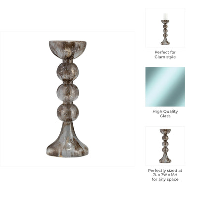 GLASS,BUBBLY CANDLE HOLDER - Al Rugaib Furniture