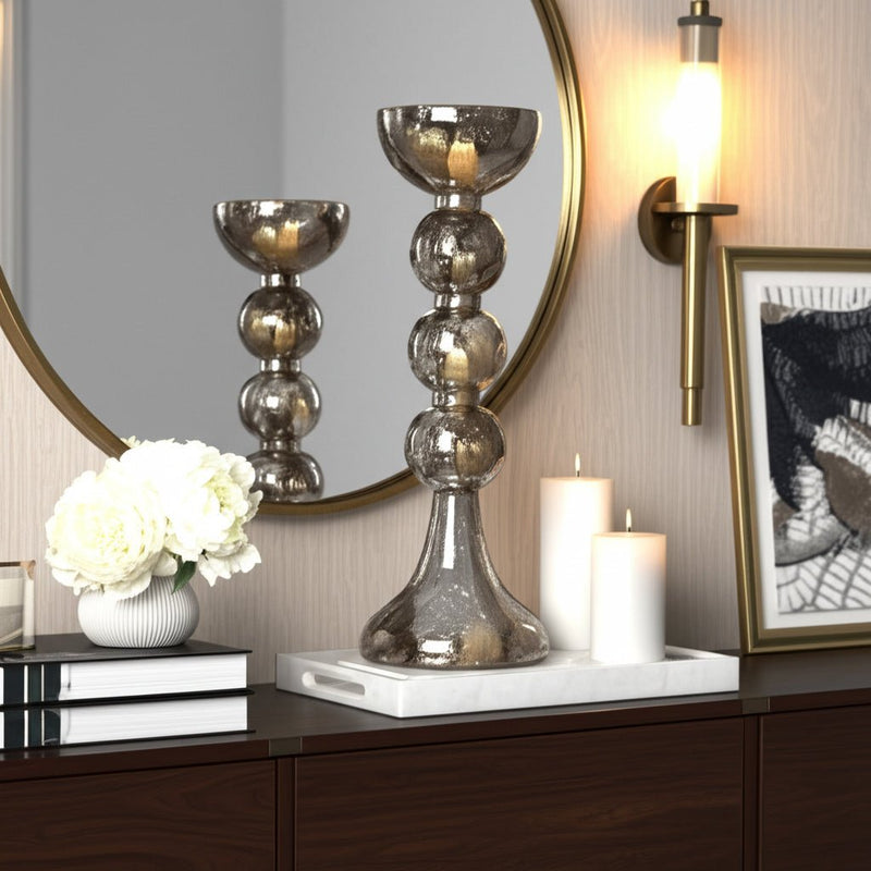 GLASS,BUBBLY CANDLE HOLDER - Al Rugaib Furniture