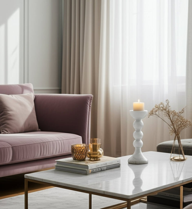 GLASS,BUBBLY CANDLE HOLDER - Al Rugaib Furniture