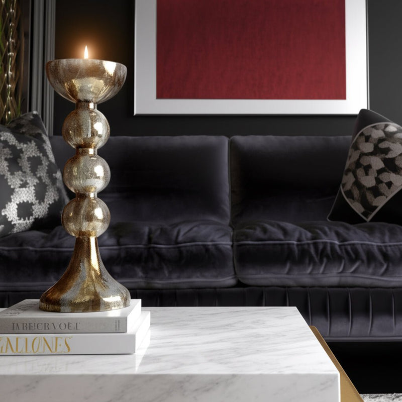 GLASS,BUBBLY CANDLE HOLDER - Al Rugaib Furniture