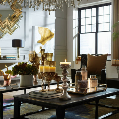 GLASS,BUBBLY CANDLE HOLDER - Al Rugaib Furniture