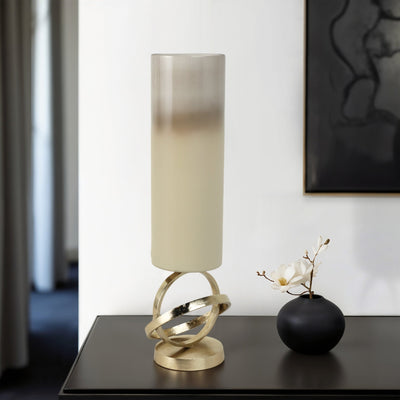 GLASS,HURRICANE W/SPHERE BASE,WHITE/GOLD - Al Rugaib Furniture
