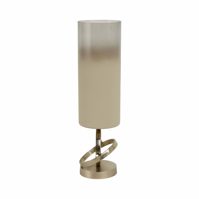 GLASS,HURRICANE W/SPHERE BASE,WHITE/GOLD - Al Rugaib Furniture