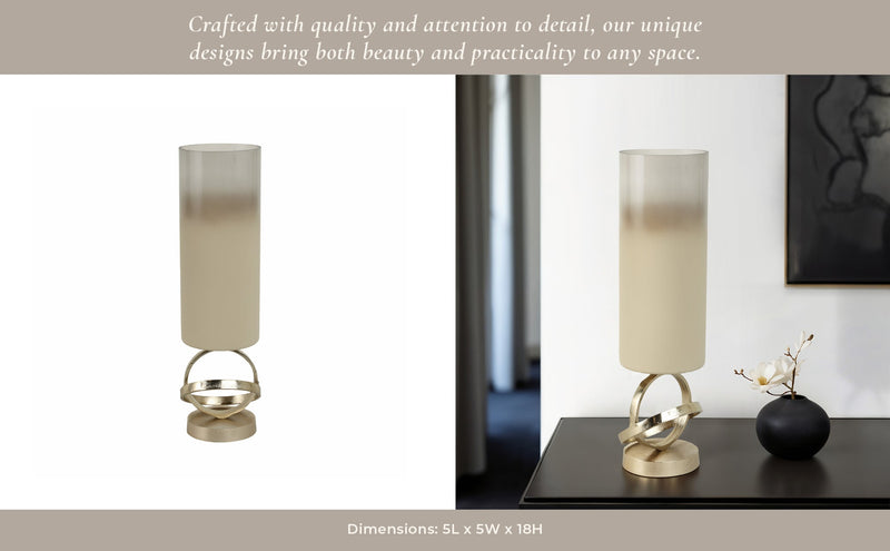 GLASS,HURRICANE W/SPHERE BASE,WHITE/GOLD - Al Rugaib Furniture