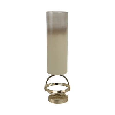 GLASS,HURRICANE W/SPHERE BASE,WHITE/GOLD - Al Rugaib Furniture