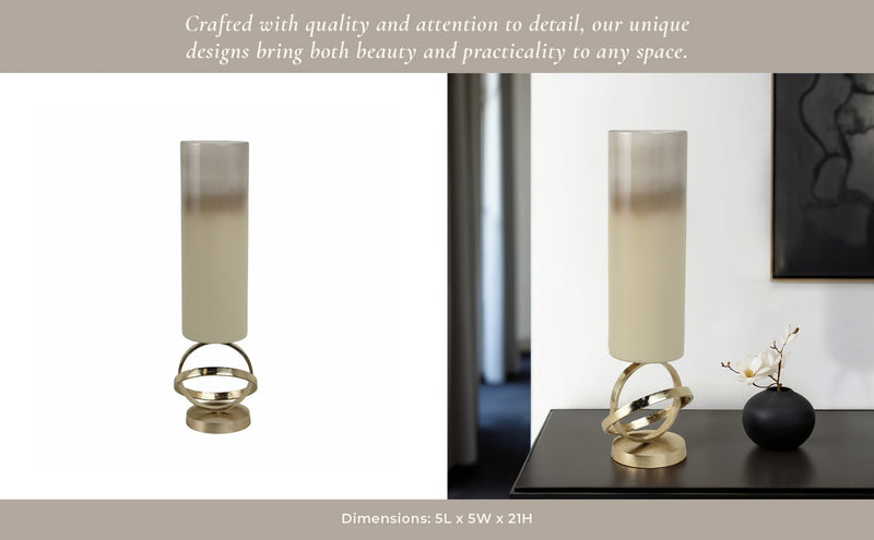 GLASS,HURRICANE W/SPHERE BASE,WHITE/GOLD - Al Rugaib Furniture