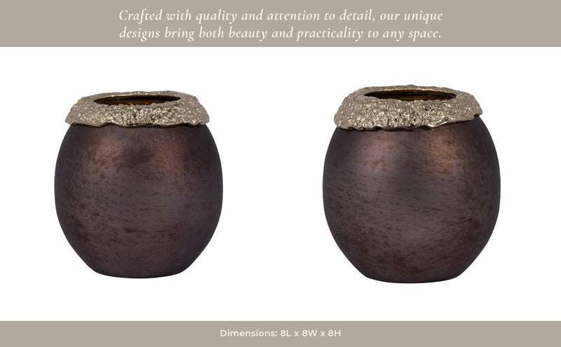 GLASS,OVAL HURRICANE,CHARRED COAL/GOLD - Al Rugaib Furniture