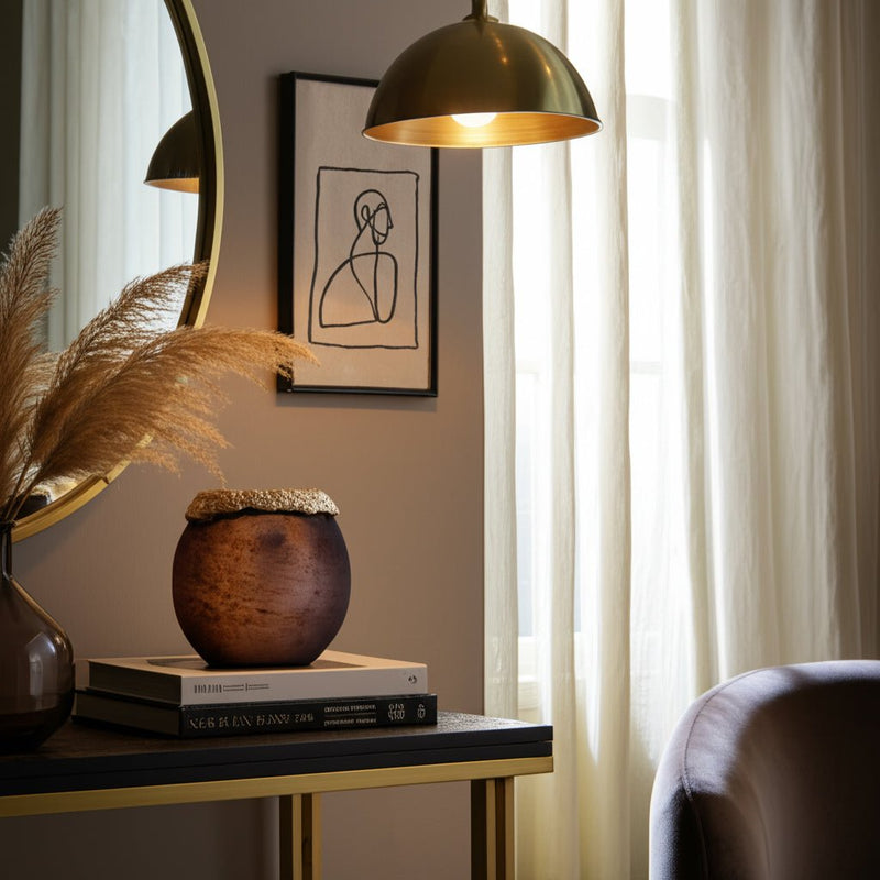 GLASS,OVAL HURRICANE,CHARRED COAL/GOLD - Al Rugaib Furniture