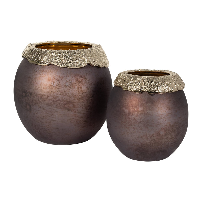 GLASS,OVAL HURRICANE,CHARRED COAL/GOLD - Al Rugaib Furniture