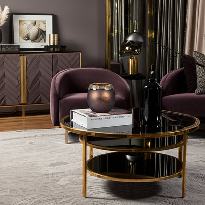 GLASS,OVAL HURRICANE,CHARRED COAL/GOLD - Al Rugaib Furniture