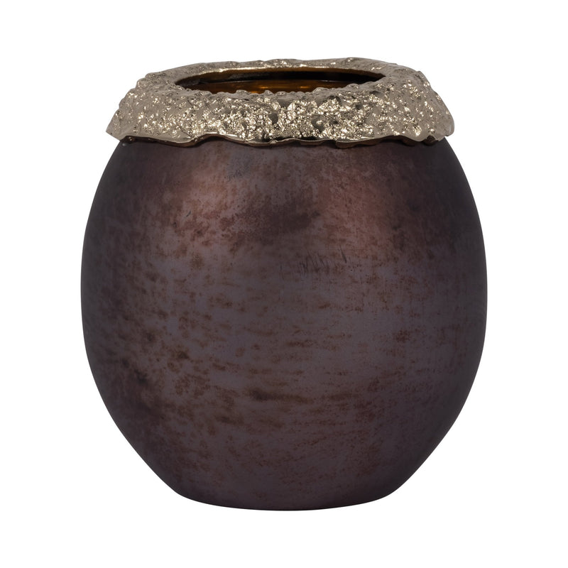 GLASS,OVAL HURRICANE,CHARRED COAL/GOLD - Al Rugaib Furniture