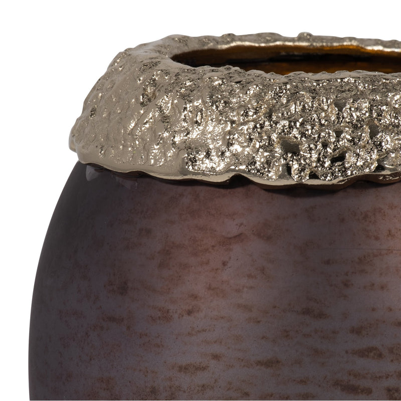 GLASS,OVAL HURRICANE,CHARRED COAL/GOLD - Al Rugaib Furniture