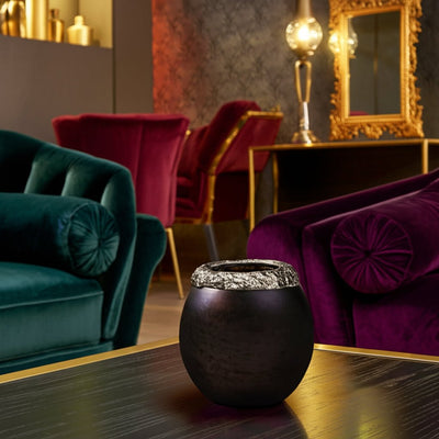 GLASS,OVAL HURRICANE,CHARRED COAL/GOLD - Al Rugaib Furniture