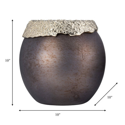 GLASS,OVAL HURRICANE,CHARRED COAL/GOLD - Al Rugaib Furniture