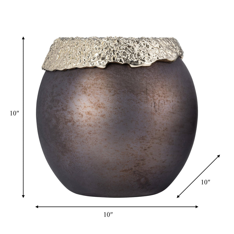 GLASS,OVAL HURRICANE,CHARRED COAL/GOLD - Al Rugaib Furniture