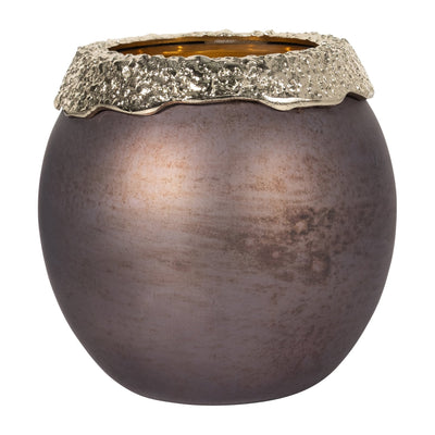 GLASS,OVAL HURRICANE,CHARRED COAL/GOLD - Al Rugaib Furniture