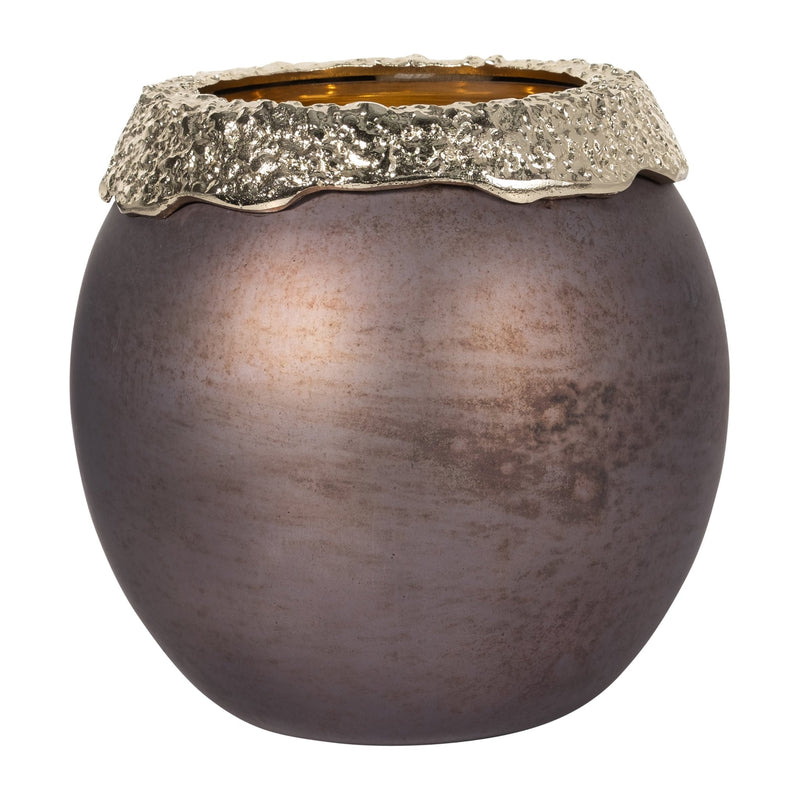 GLASS,OVAL HURRICANE,CHARRED COAL/GOLD - Al Rugaib Furniture