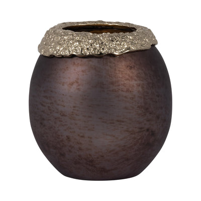 GLASS,OVAL HURRICANE,CHARRED COAL/GOLD - Al Rugaib Furniture