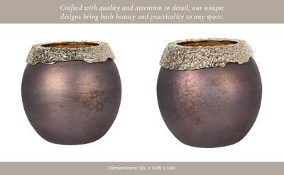 GLASS,OVAL HURRICANE,CHARRED COAL/GOLD - Al Rugaib Furniture