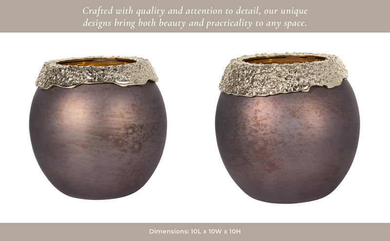 GLASS,OVAL HURRICANE,CHARRED COAL/GOLD - Al Rugaib Furniture