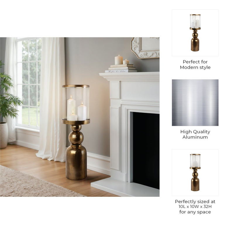 Glenpool Gold Candle Holder - Al Rugaib Furniture