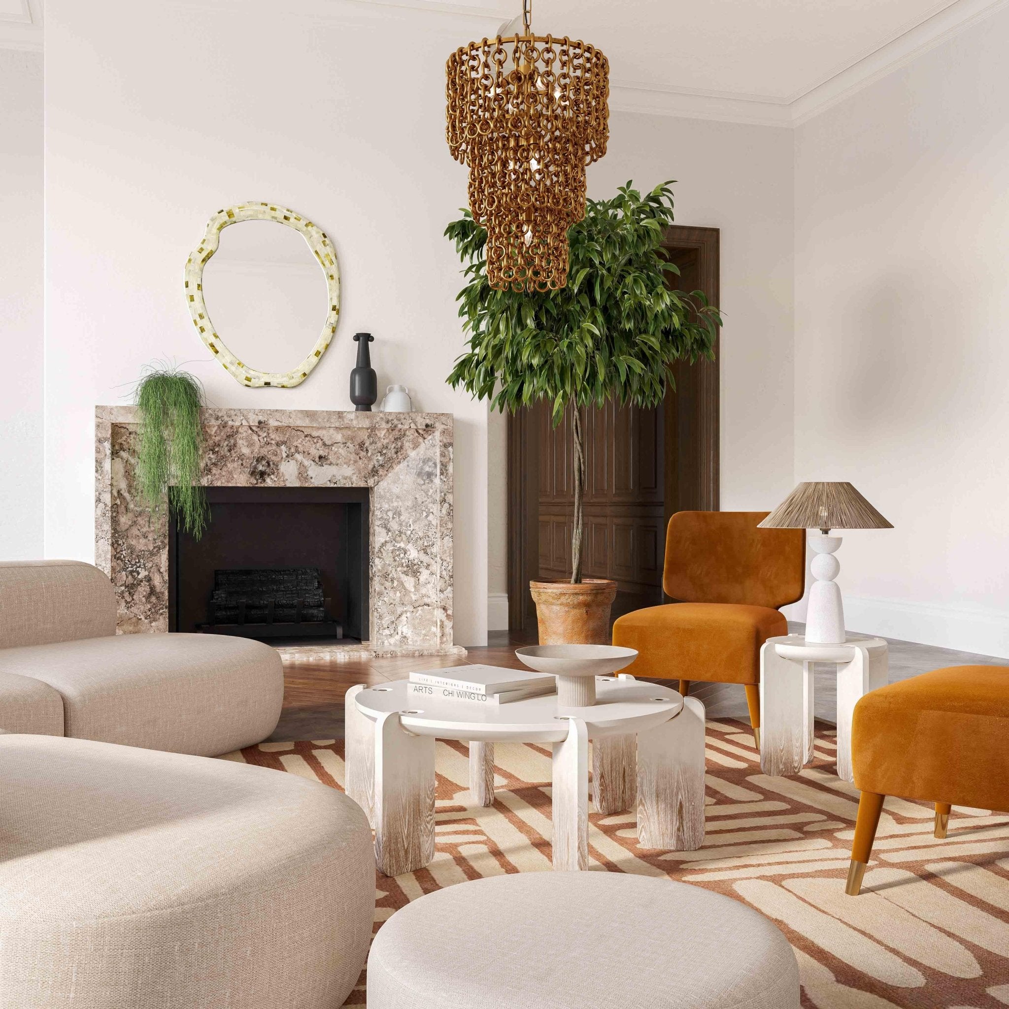 Gloria Cream Oak Side Table Accent & End Tables| TOV