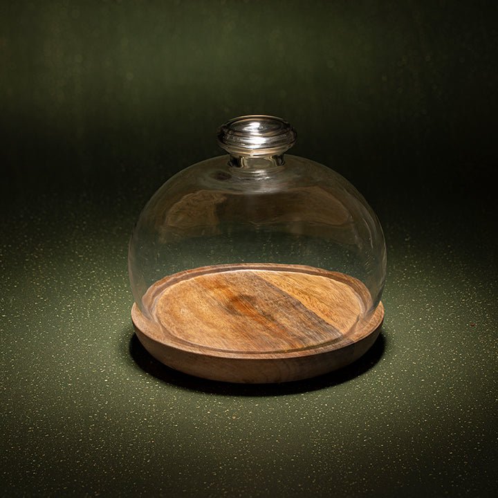 Goblet Glass Cloche With Wooden Base Tray| Roots Furniture