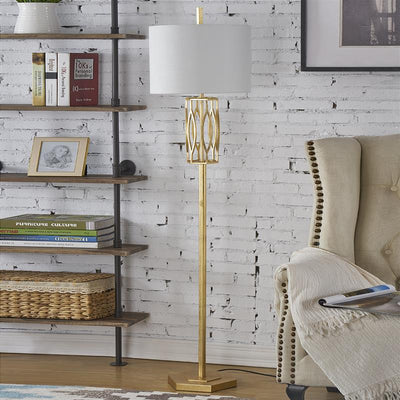 Gold Finish 65"H Floor Lamp - Al Rugaib Furniture