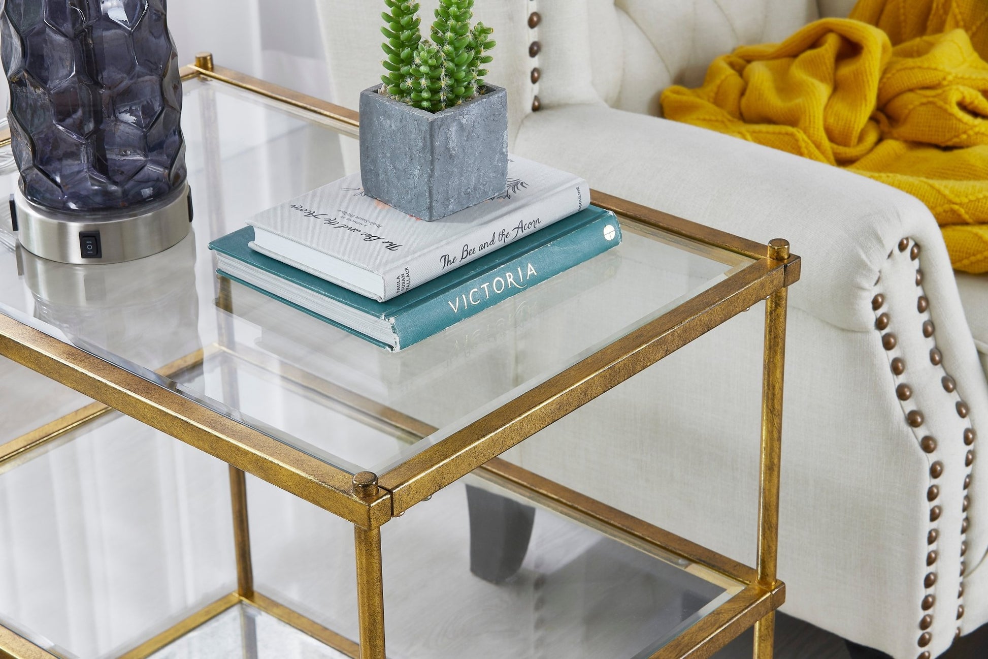 Gold Foil finish Side TABLE Accent & End Tables| Crestview