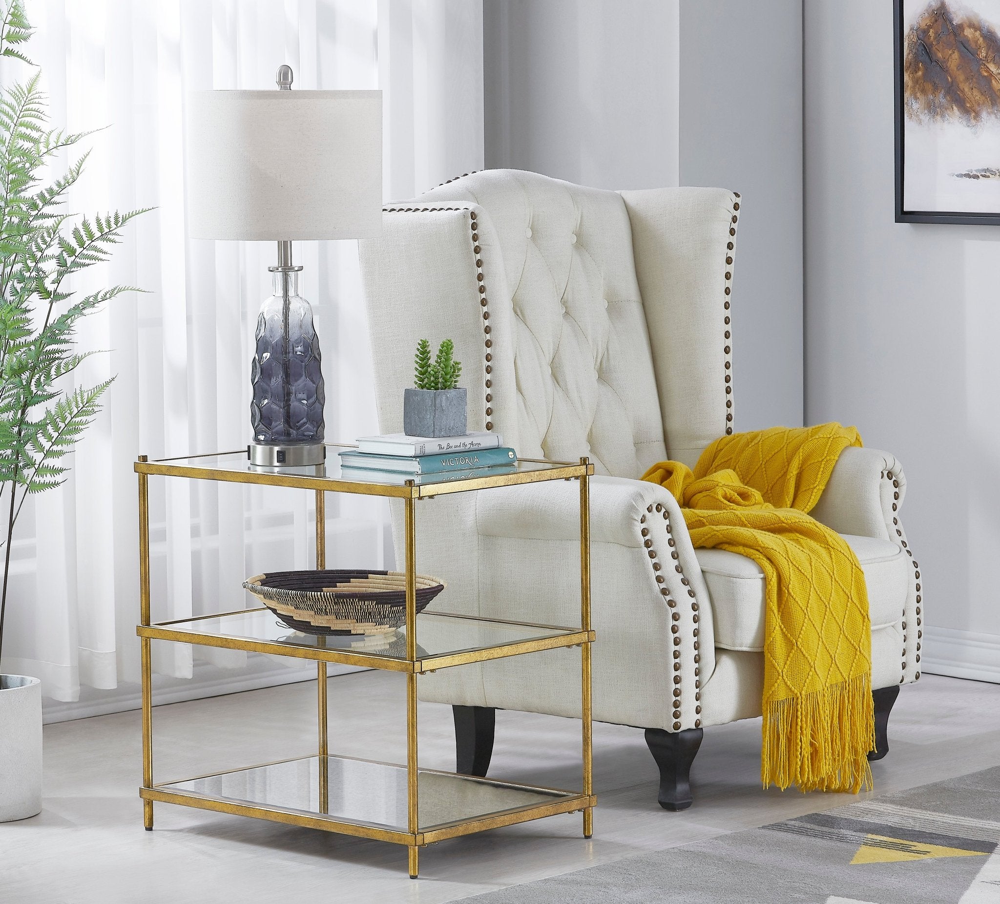 Gold Foil finish Side TABLE Accent & End Tables| Crestview