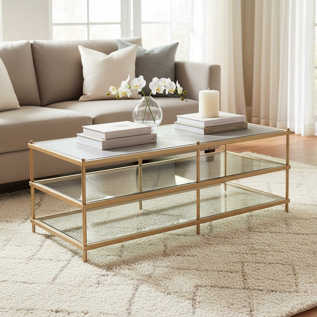 Luxe Powder Gold Metal Coffee Table Coffee Tables| Crestview