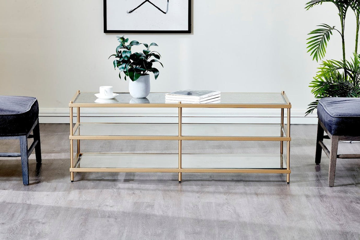 Luxe Powder Gold Metal Coffee Table Coffee Tables| Crestview