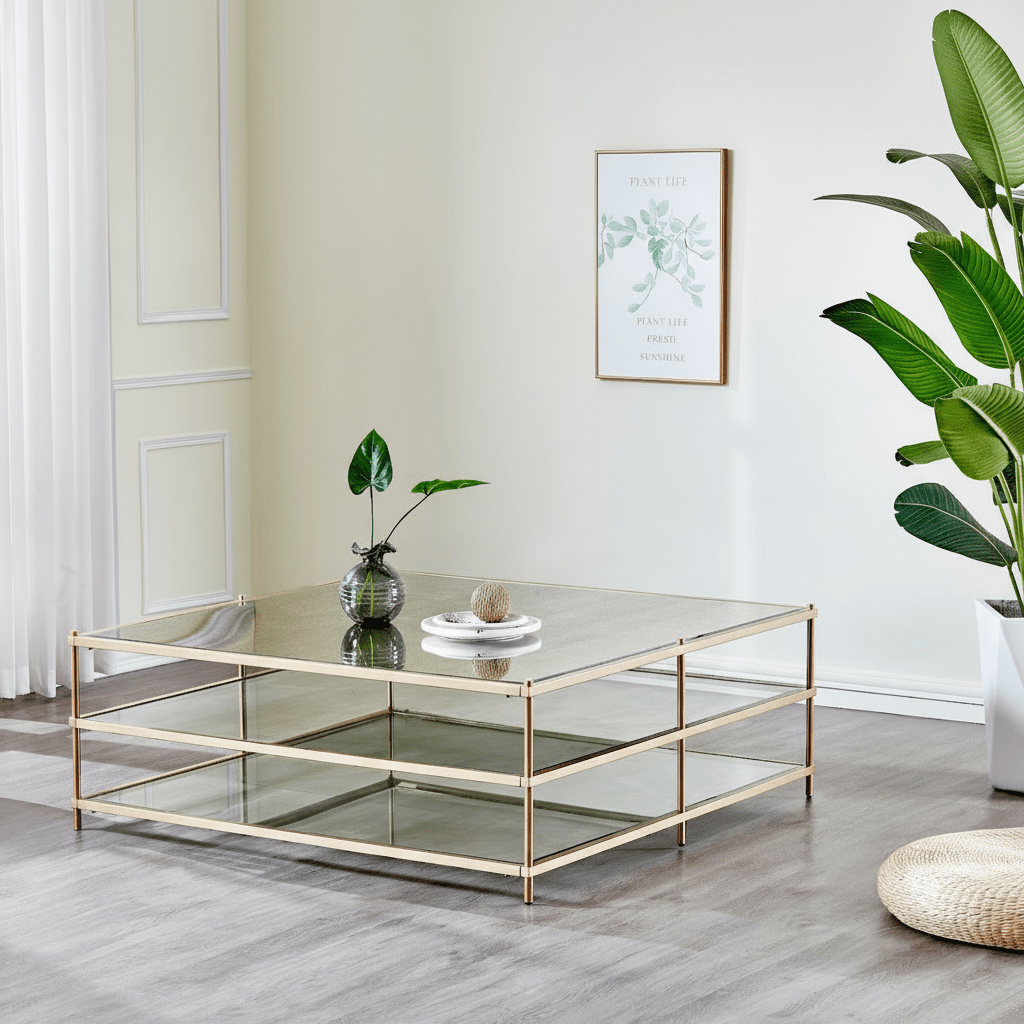 Luxe Powder Gold Metal Coffee Table Coffee Tables| Crestview