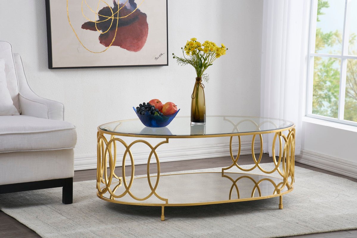 Gold Oval Cocktail Table Table Sets| Crestview