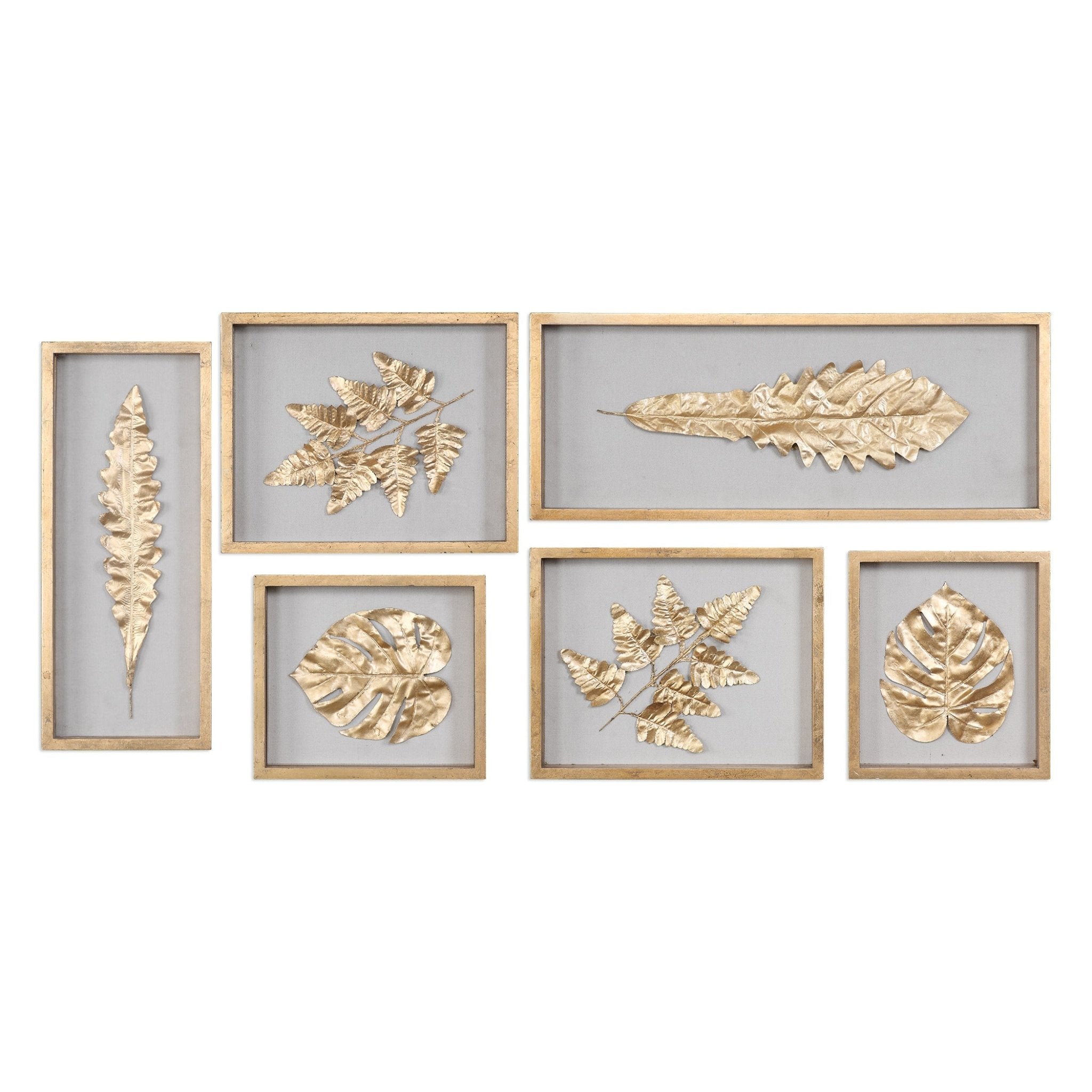 Golden Leaves Shadow Boxes, S/6 Wall Art| Uttermost