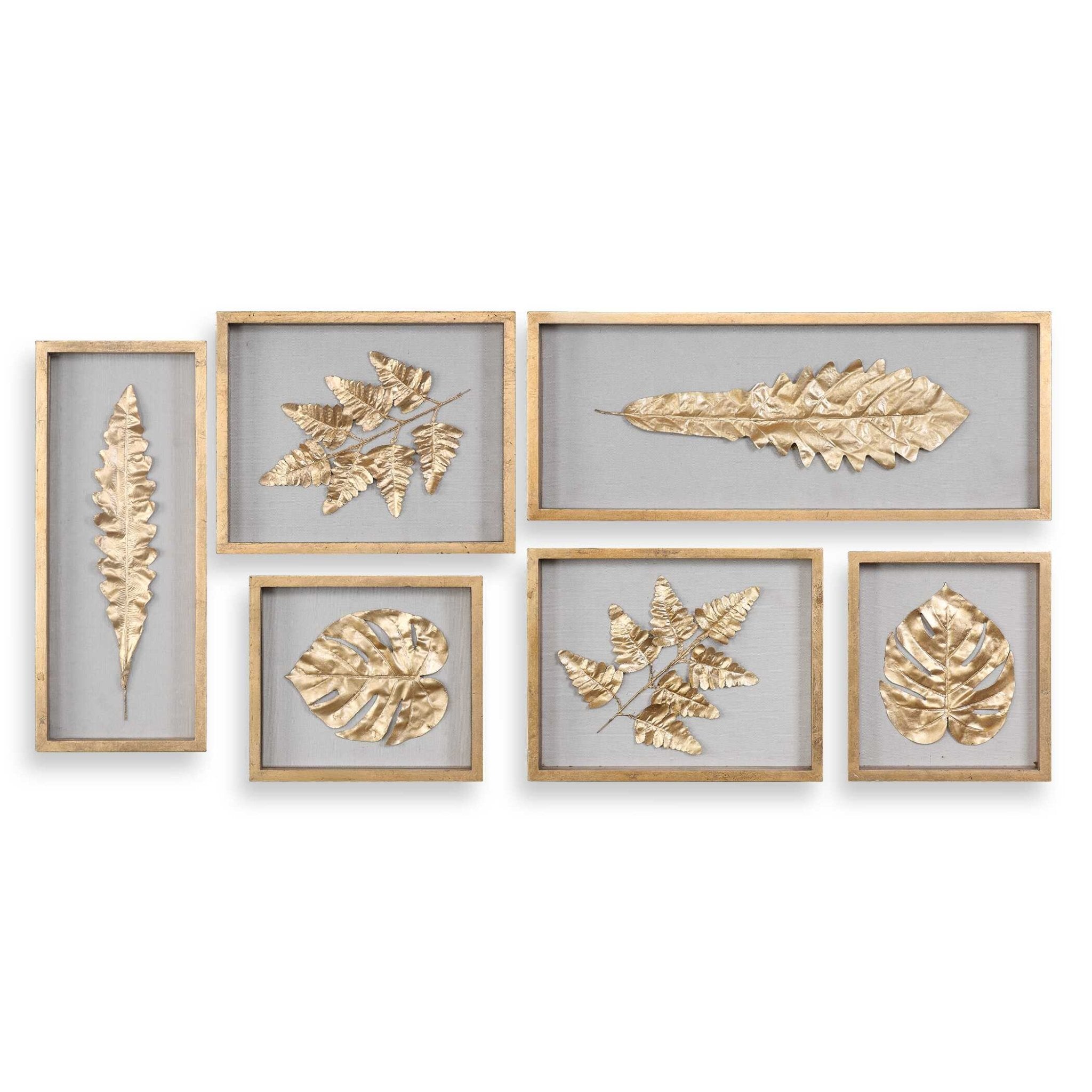 Golden Leaves Shadow Boxes, S/6 Wall Art| Uttermost